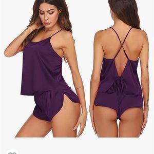 Purple satin pajamas